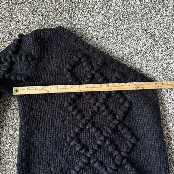 Flat White Anthropologie Sweater Womens Medium Black Bobble One‎ Shoulder Chunky - Picture 5 of 6